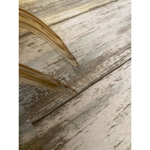 HQT Handcrafted Amber Swirl Art Glass Sculptures 12" – Set of 2 Murano Style Fla - Picture 8 of 13